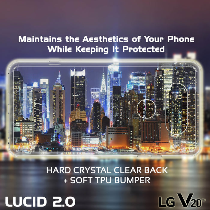 LG v20 Case Punkcase® LUCID 2.0 Clear Series w/ PUNK SHIELD Glass Screen Protector | Ultra Fit (Color in image: light blue)