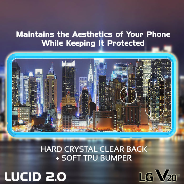 LG v20 Case Punkcase® LUCID 2.0 Light Blue Series w/ PUNK SHIELD Glass Screen Protector | Ultra Fit (Color in image: crystal black)