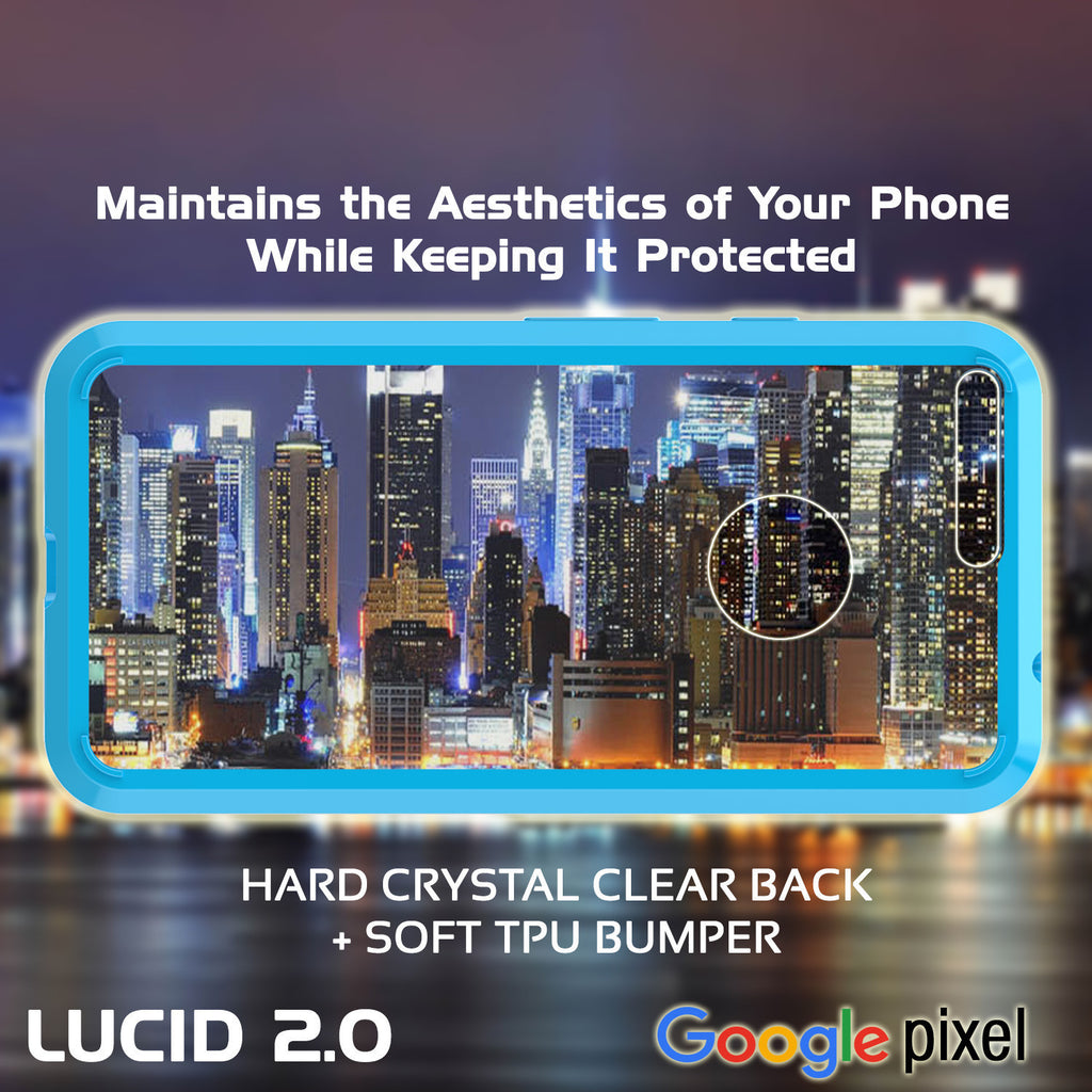 Google Pixel XL Case Punkcase® LUCID 2.0 Light Blue Series w/ PUNK SHIELD Glass Screen Protector | Ultra Fit (Color in image: crystal black)
