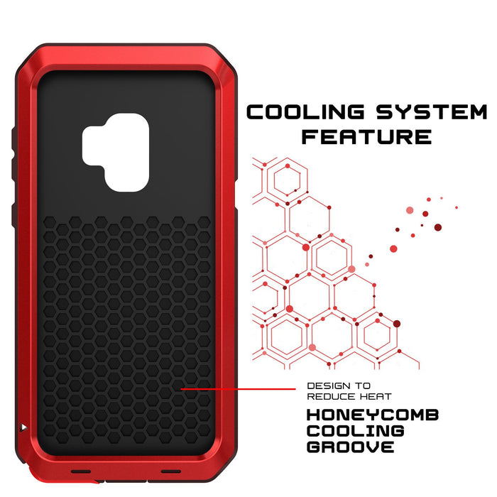 Galaxy S9 Plus Metal Case, Heavy Duty Military Grade Rugged Armor Cover [shock proof] Hybrid Full Body Hard Aluminum & TPU Design [non slip] W/ Prime Drop Protection for Samsung Galaxy S9 Plus [Red] (Color in image: White)