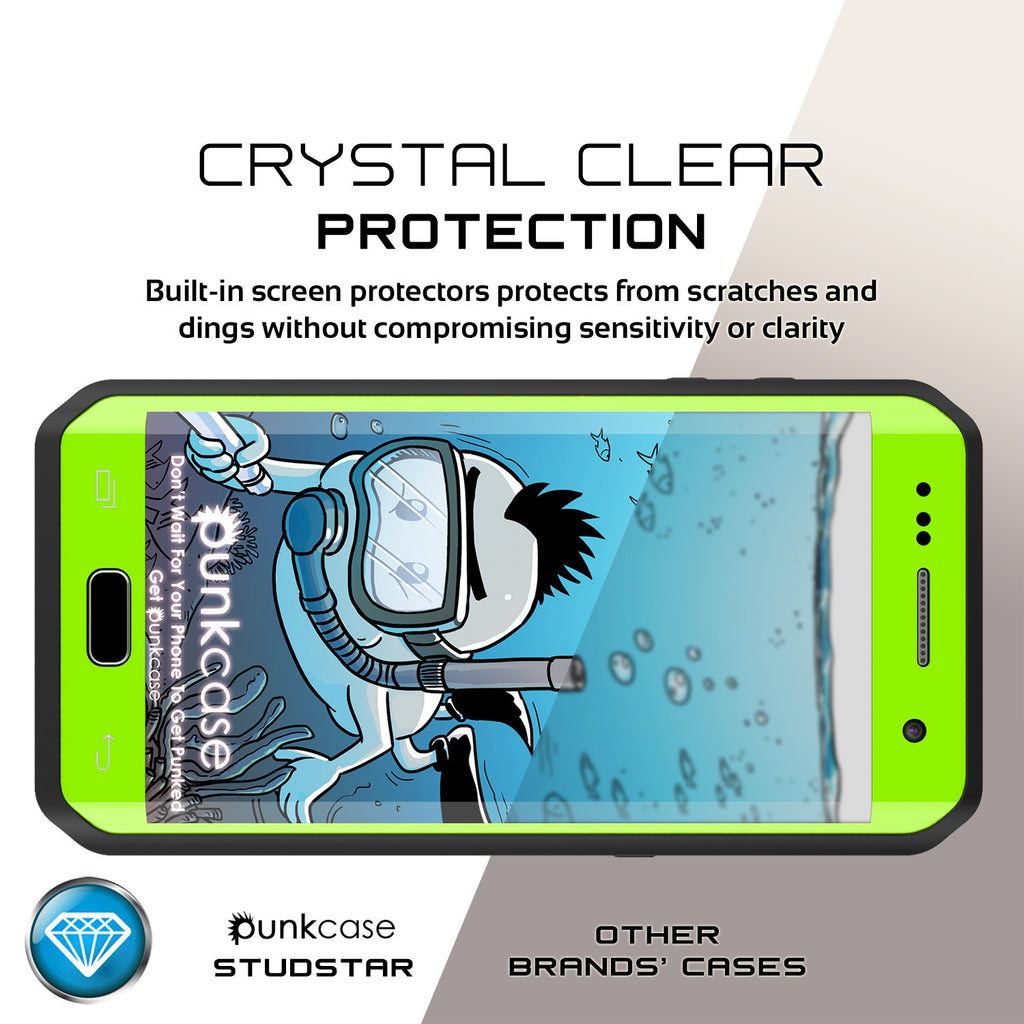Galaxy S7 EDGE Waterproof Case PunkCase StudStar Light Green Thin 6.6ft Underwater IP68 ShockProof (Color in image: light blue)