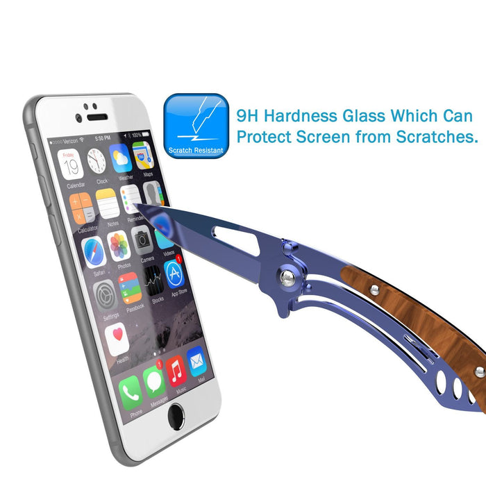 iPhone 6+/6s+ Plus White Screen Protector, Punkcase SHIELD Tempered Glass Protector 0.33mm Thick 9H 