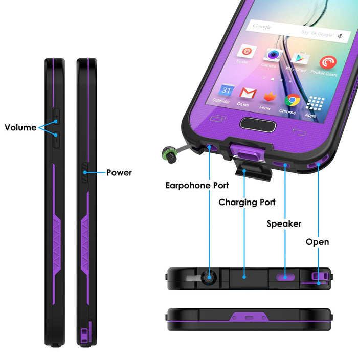 Galaxy S6 Waterproof Case, PunkCase SpikeStar Purple Water/Shock/Dirt/Snow Proof | Lifetime Warranty (Color in image: pink)