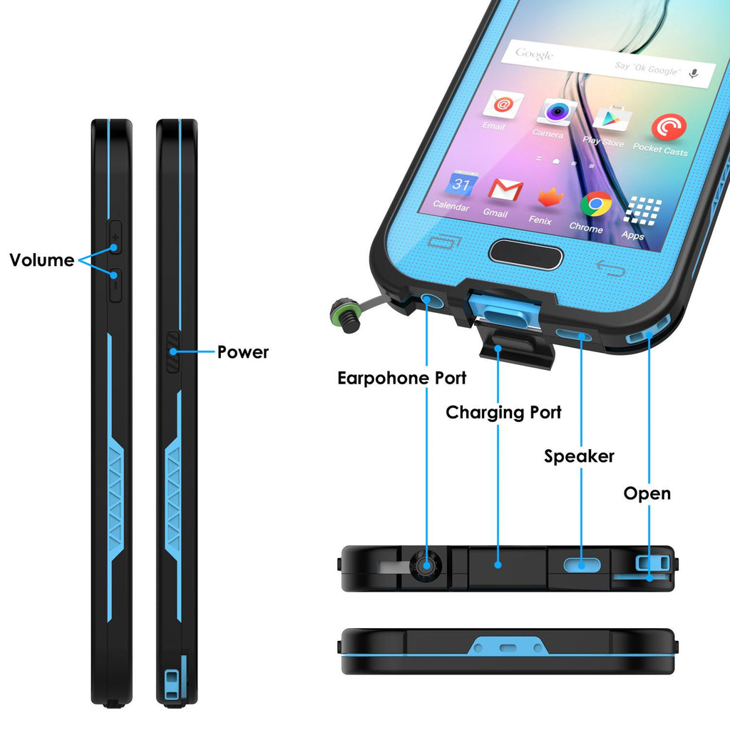 Galaxy S6 Waterproof Case, Punkcase SpikeStar Light Blue Water/Shock/Dirt Proof | Lifetime Warranty (Color in image: light green)