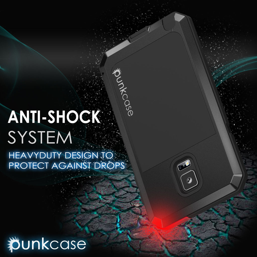 Note 4 Case, Punkcase® METALLIC Series BLACK w/ TEMPERED GLASS | Aluminum Frame (Color in image: Silver)