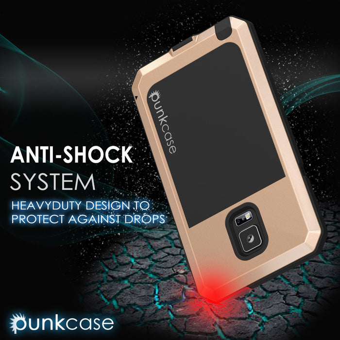 Note 4 Case, Punkcase® METALLIC Series GOLD w/ TEMPERED GLASS | Aluminum Frame (Color in image: Silver)