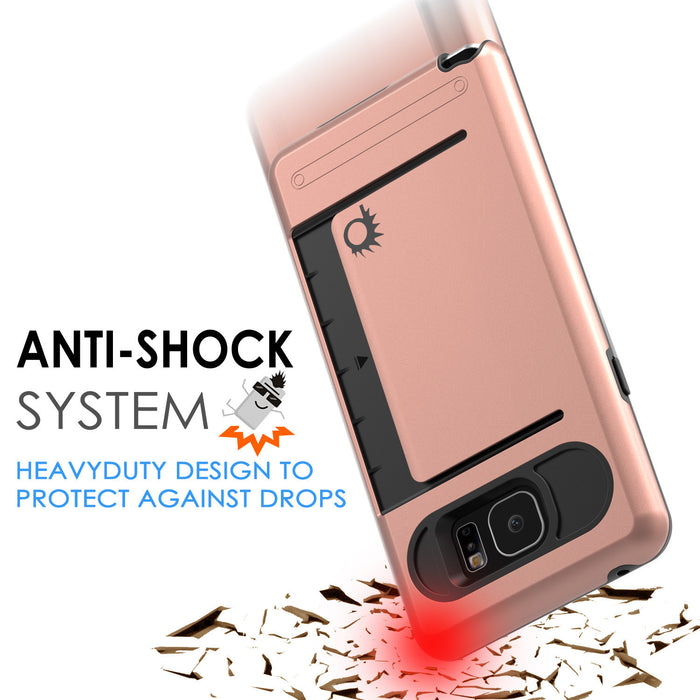 Galaxy Note 5 Case PunkCase CLUTCH Rose Gold Series Slim Armor Soft Cover Case w/ Tempered Glass (Color in image: Black)
