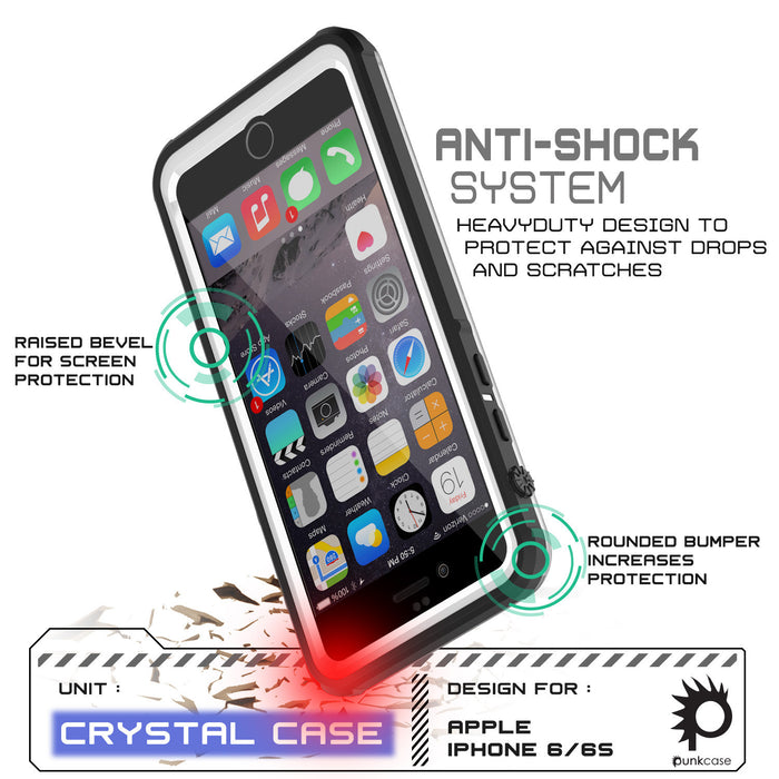 iPhone 6/6S Waterproof Case, PUNKcase CRYSTAL White W/ Attached Screen Protector  | Warranty (Color in image: light green)