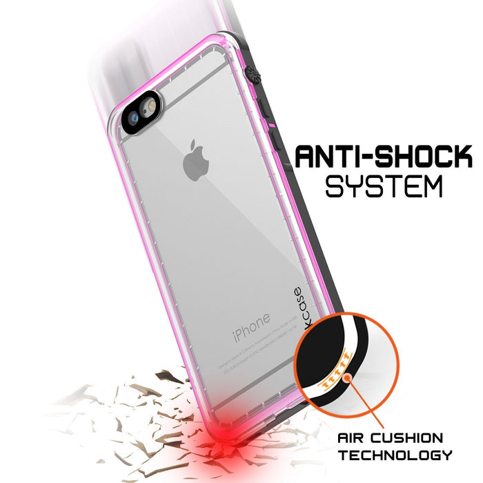 Apple iPhone 8 Waterproof Case, PUNKcase CRYSTAL Pink W/ Attached Screen Protector  | Warranty (Color in image: Red)