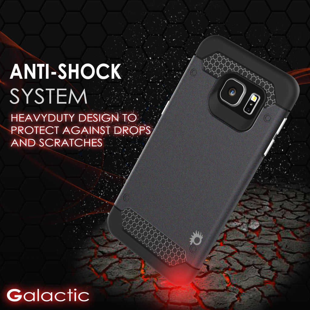 Galaxy s6 EDGE Case PunkCase Galactic Black Series Slim Armor Soft Cover w/ Screen Protector (Color in image: silver)