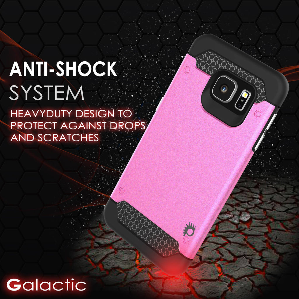 Galaxy s6 EDGE Plus Case PunkCase Galactic Pink Series Slim Armor Soft Cover w/ Screen Protector (Color in image: black)