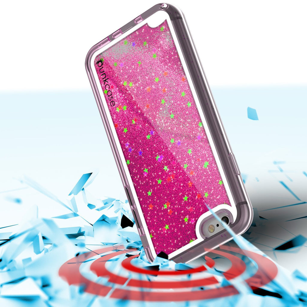 iPhone 8 Case, PunkCase LIQUID Pink Series, Protective Dual Layer Floating Glitter Cover (Color in image: teal)