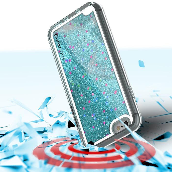 iPhone 8 Case, PunkCase LIQUID Teal Series, Protective Dual Layer Floating Glitter Cover (Color in image: silver)