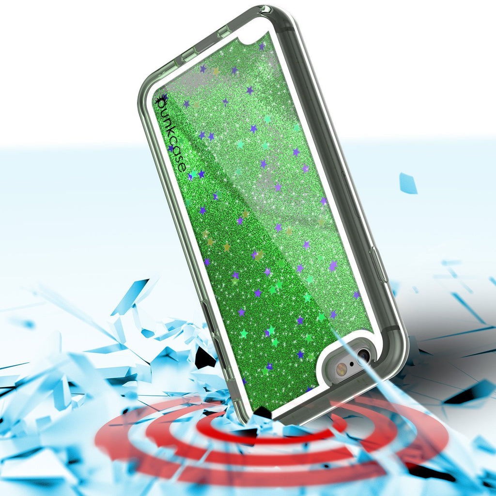 iPhone 8 Case, PunkCase LIQUID Green Series, Protective Dual Layer Floating Glitter Cover (Color in image: teal)
