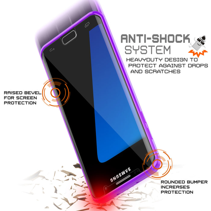 S7 Edge Case Punkcase® LUCID 2.0 Purple Series w/ PUNK SHIELD Screen Protector | Ultra Fit (Color in image: clear)