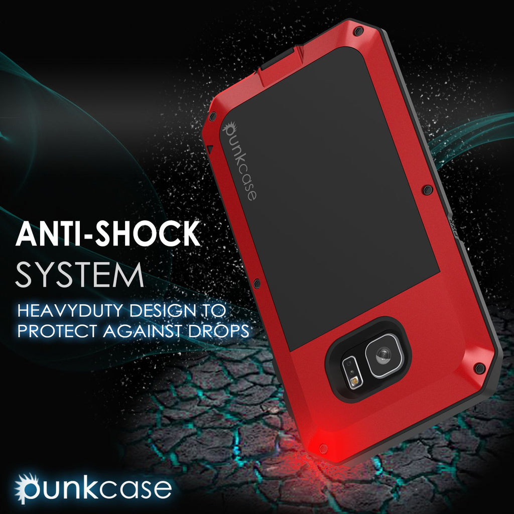 Galaxy S7 EDGE  Case, PUNKcase Metallic Red Shockproof  Slim Metal Armor Case (Color in image: silver)