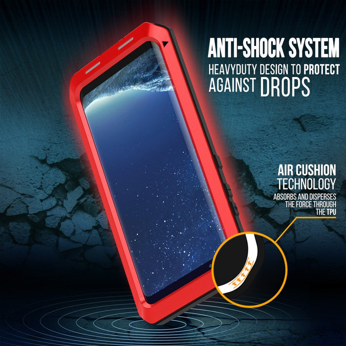 Galaxy Note 8  Case, PUNKcase Metallic Red Shockproof  Slim Metal Armor Case (Color in image: neon)