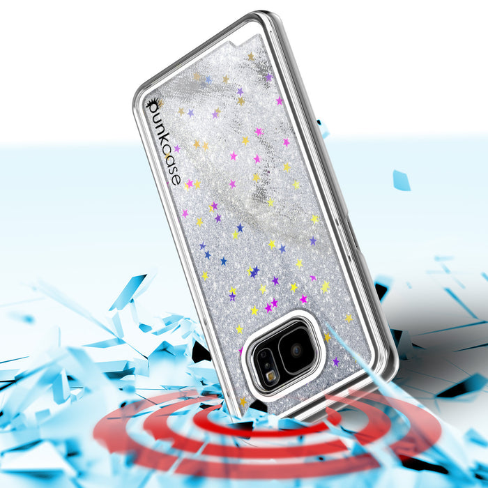 S7 Edge Case, Punkcase [Liquid Silver Series] Protective Dual Layer Floating Glitter Cover with lots of Bling & Sparkle + PunkShield Screen Protector (Color in image: teal)