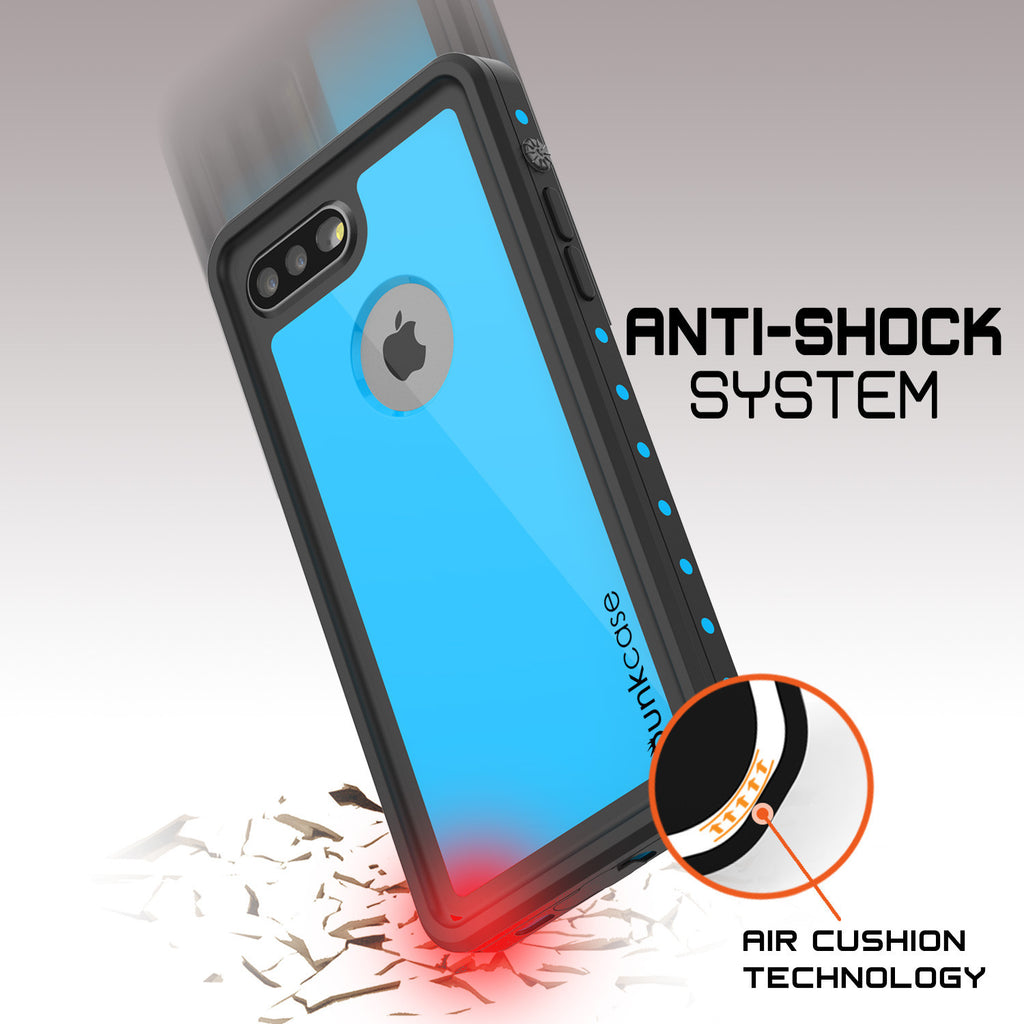 iPhone 8+ Plus Waterproof Case, Punkcase [StudStar Series] [Light Blue] [Slim Fit] [Shockproof] [Dirtproof] [Snowproof] Armor Cover (Color in image: pink)