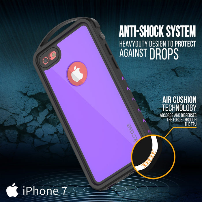 iPhone 8 Waterproof Case, Punkcase ALPINE Series, Purple | Heavy Duty Armor Cover (Color in image: light blue)