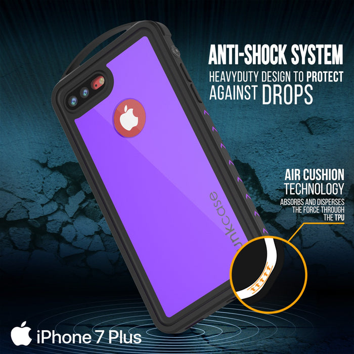 iPhone 7+ Plus Waterproof Case, Punkcase ALPINE Series, Purple | Heavy Duty Armor Cover (Color in image: light blue)
