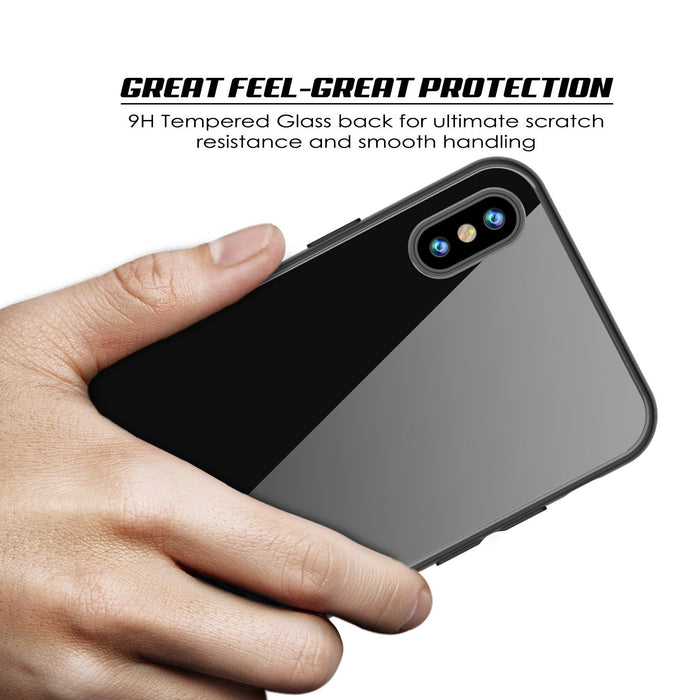 iPhone X Case, Punkcase GlassShield Ultra Thin Protective 9H Full Body Tempered Glass Cover W/ Drop Protection & Non Slip Grip for Apple iPhone 10 [Black] (Color in image: Blue)