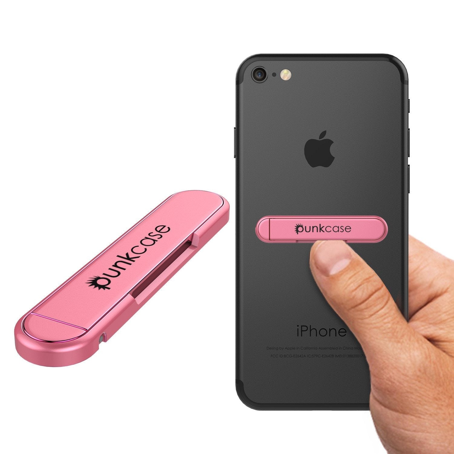PUNKCASE FlickStick Universal Cell Phone Kickstand for all Mobile Phones & Cases with Flat Backs, One Finger Operation (Pink) (Color in image: Pink)