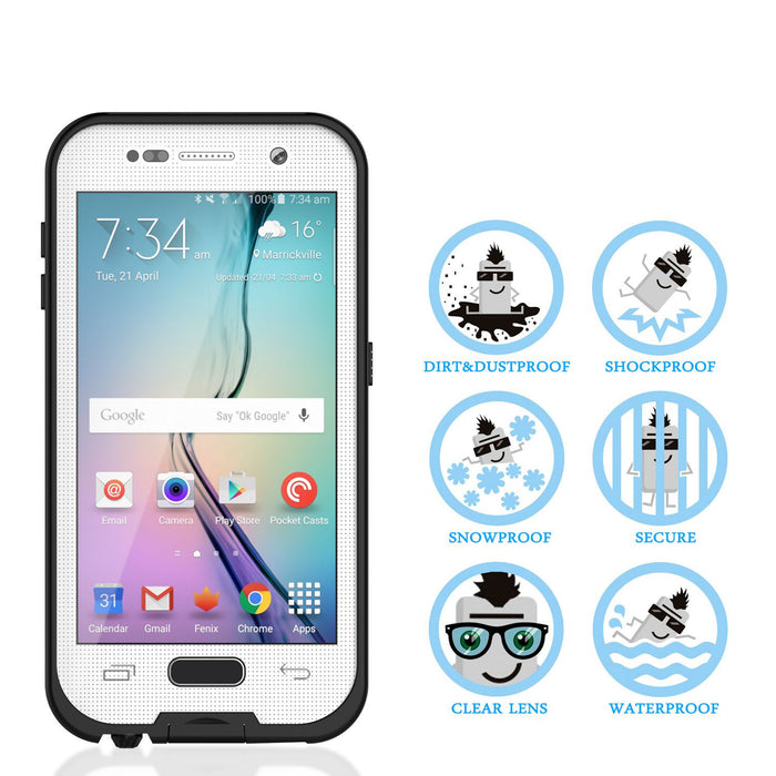 Galaxy S6 Waterproof Case, Punkcase SpikeStar White Water/Shock/Dirt/Snow Proof | Lifetime Warranty (Color in image: black)