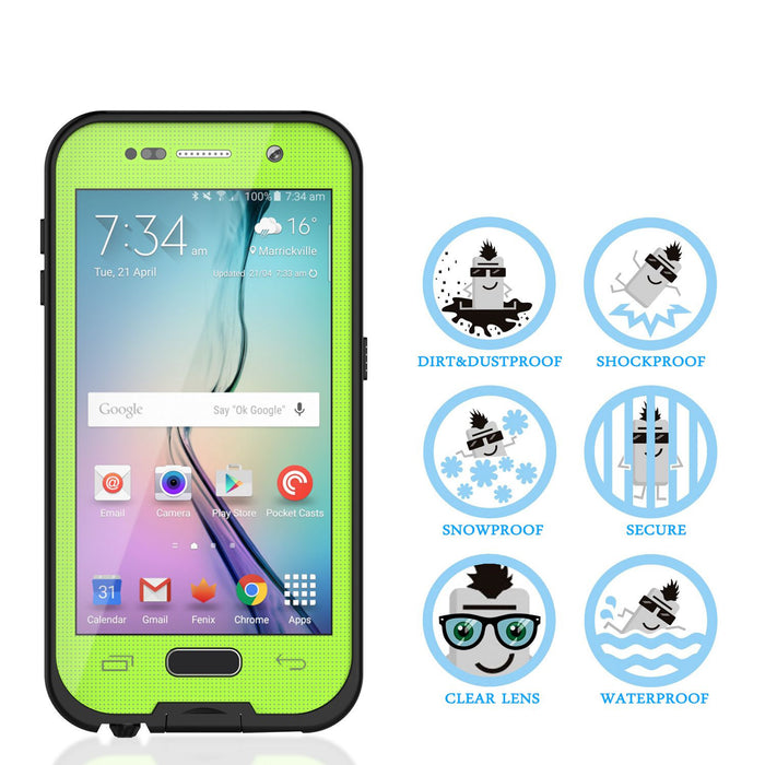 Galaxy S6 Waterproof Case, Punkcase SpikeStar Light Green Water/Shock/Dirt Proof | Lifetime Warranty (Color in image: black)
