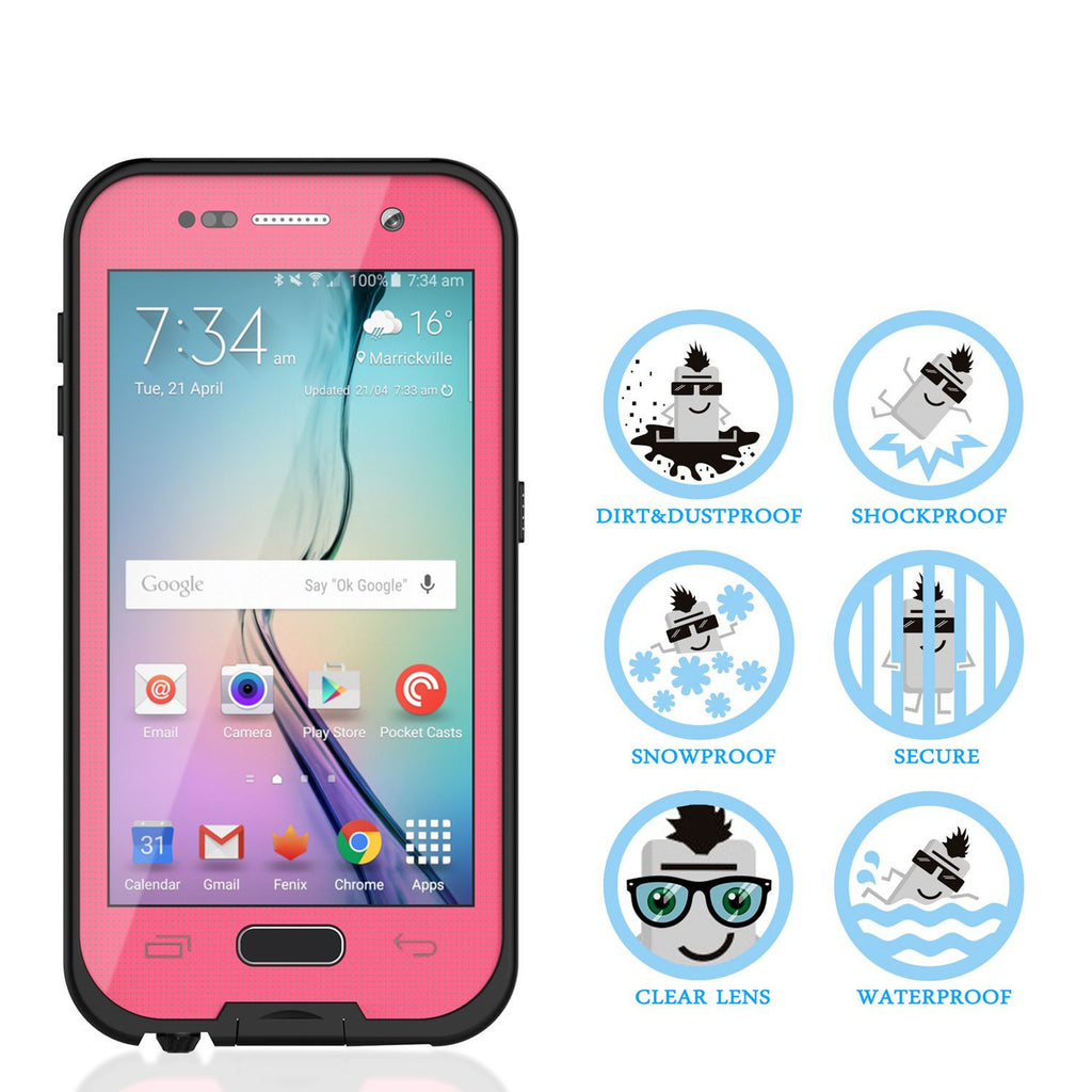 Galaxy S6 Waterproof Case, Punkcase SpikeStar Pink Water/Shock/Dirt/Snow Proof | Lifetime Warranty (Color in image: black)