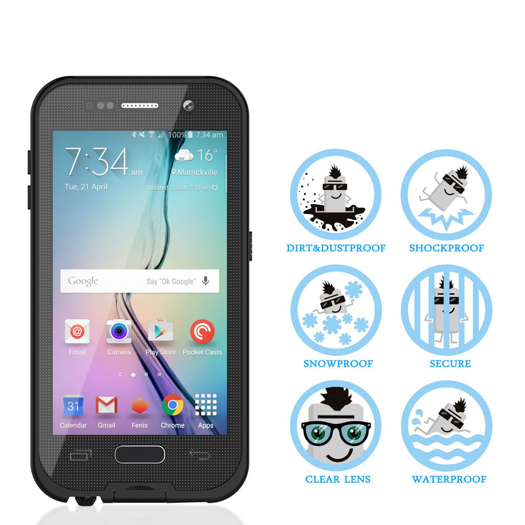 Galaxy S6 Waterproof Case, Punkcase SpikeStar Black Water/Shock/Dirt/Snow Proof | Lifetime Warranty (Color in image: white)