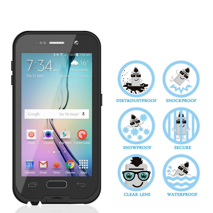 Galaxy S6 Waterproof Case, Punkcase SpikeStar Black Water/Shock/Dirt/Snow Proof | Lifetime Warranty (Color in image: white)