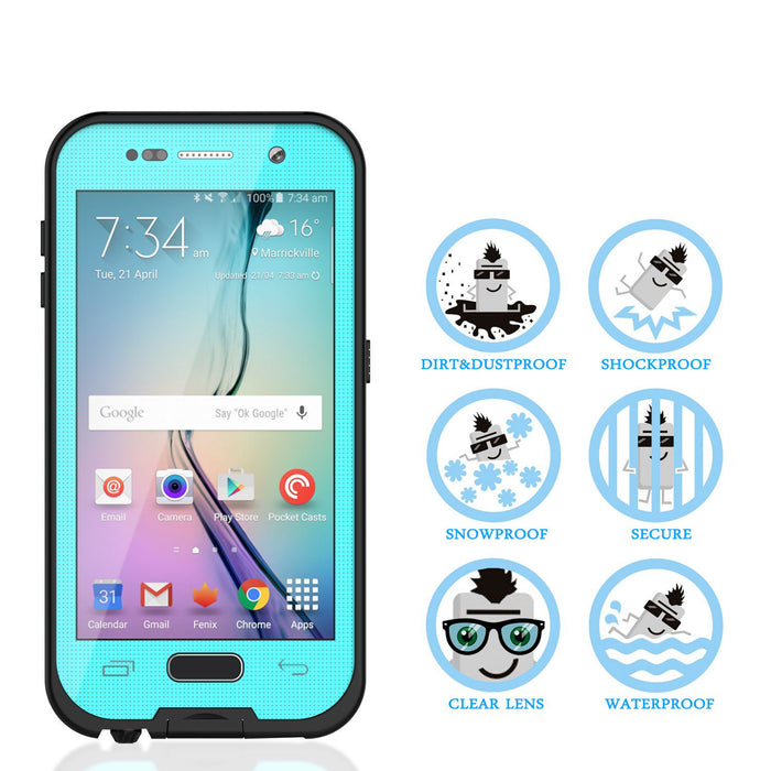 Galaxy S6 Waterproof Case, Punkcase SpikeStar Teal Water/Shock/Dirt/Snow Proof | Lifetime Warranty (Color in image: black)