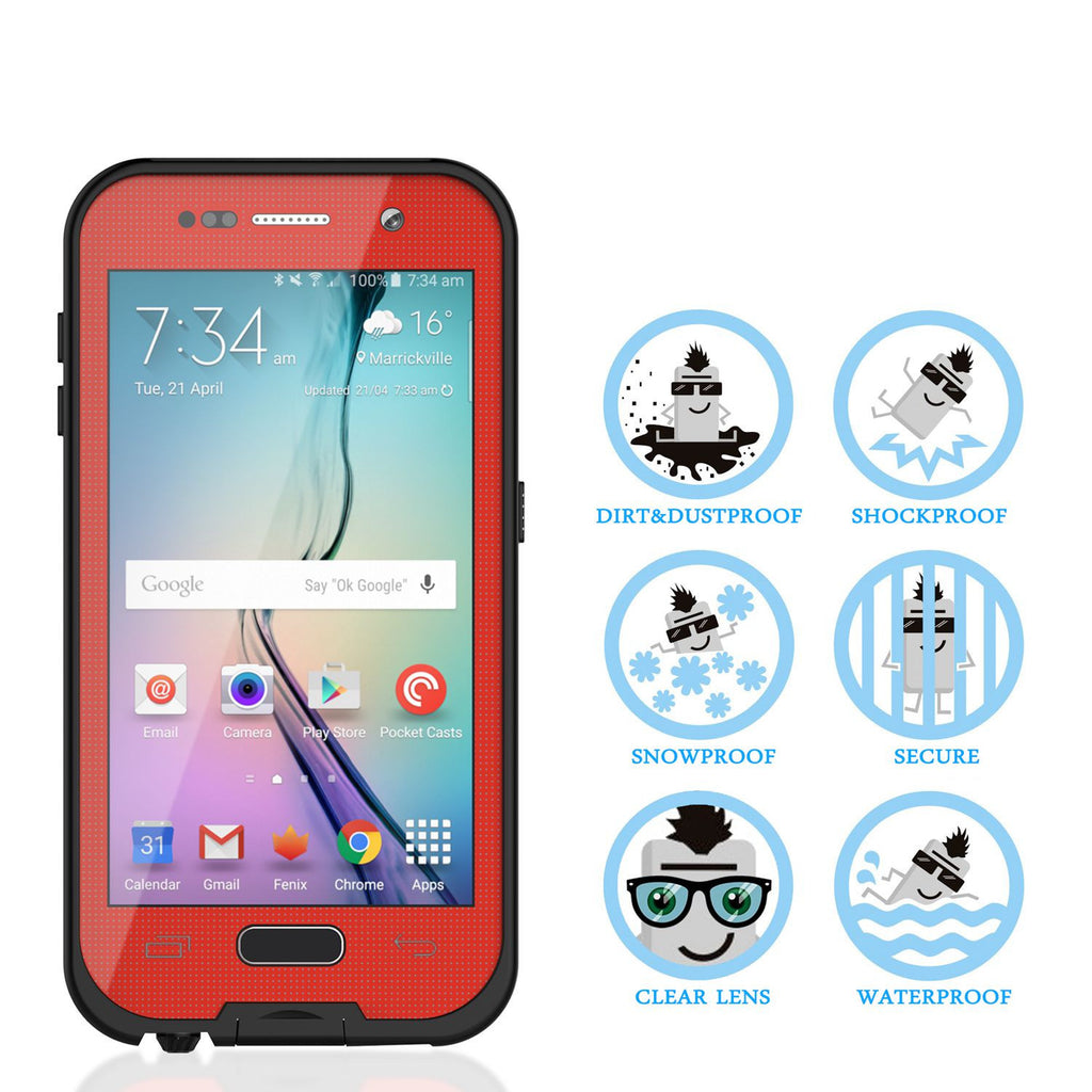 Galaxy S6 Waterproof Case, Punkcase SpikeStar Red Water/Shock/Dirt/Snow Proof | Lifetime Warranty (Color in image: black)
