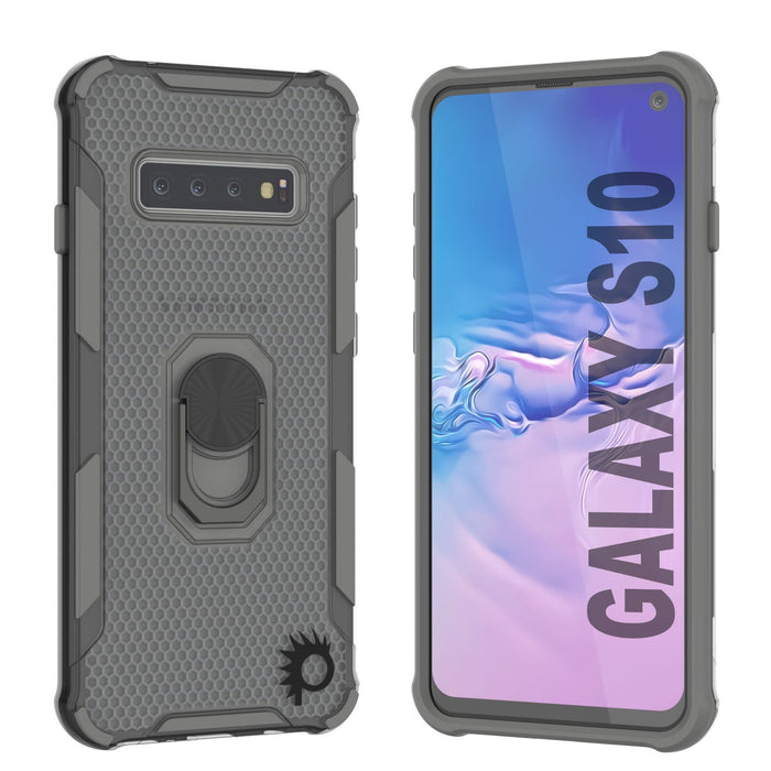 Punkcase Galaxy S10 Case [Magnetix 2.0 Series] Clear Protective TPU Cover W/Kickstand [Grey]