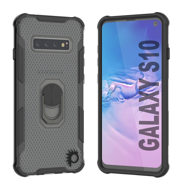 Punkcase Galaxy S10 Case [Magnetix 2.0 Series] Clear Protective TPU Cover W/Kickstand [Black]