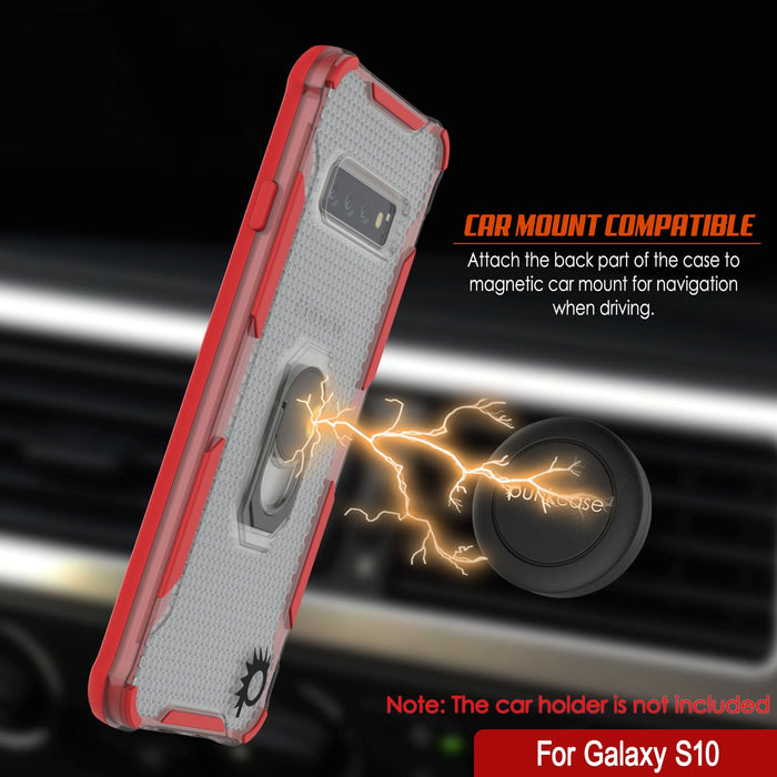 Punkcase Galaxy S10 Case [Magnetix 2.0 Series] Clear Protective TPU Cover W/Kickstand [Red]