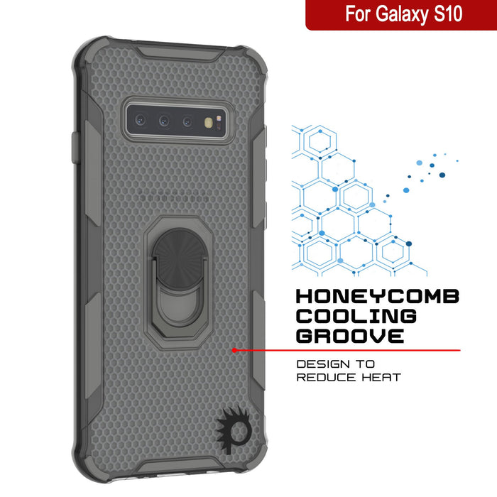 Punkcase Galaxy S10 Case [Magnetix 2.0 Series] Clear Protective TPU Cover W/Kickstand [Grey]