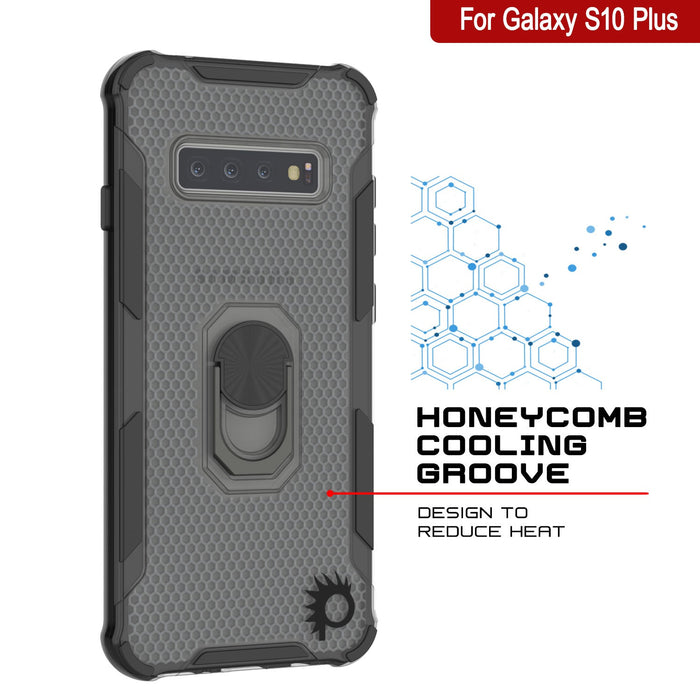 Punkcase Galaxy S10 Plus Case [Magnetix 2.0 Series] Clear Protective TPU Cover W/Kickstand [Black]