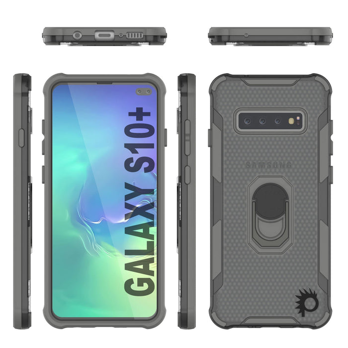 Punkcase Galaxy S10 Plus Case [Magnetix 2.0 Series] Clear Protective TPU Cover W/Kickstand [Grey]