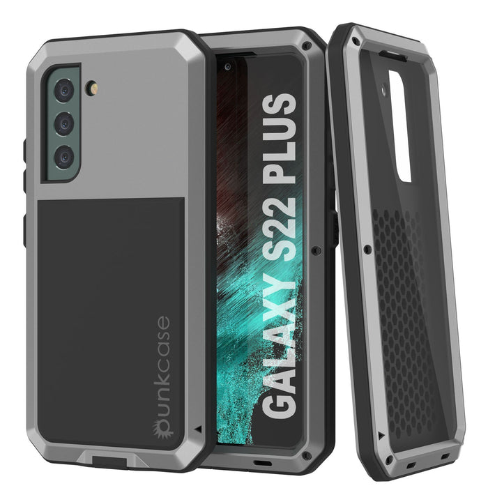 Galaxy S22+ Plus Metal Case, Heavy Duty Military Grade Rugged Armor Cover [Silver] (Color in image: Silver)
