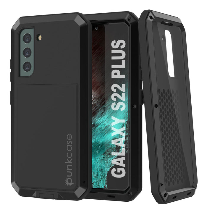Galaxy S22+ Plus Metal Case, Heavy Duty Military Grade Rugged Armor Cover [Black] (Color in image: Black)