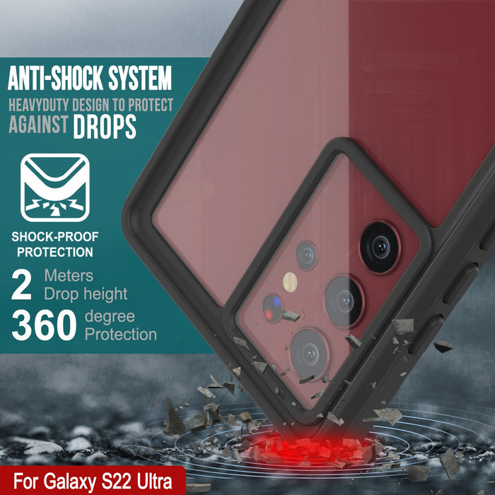 Galaxy S22 Ultra Water/ Shock/ Snowproof [Extreme Series]  Screen Protector Case [Teal] (Color in image: Red)