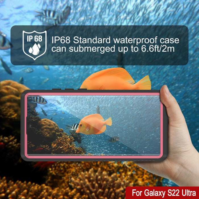 Galaxy S22 Ultra Water/ Shock/ Snowproof [Extreme Series] Slim Screen Protector Case [Pink] (Color in image: Black)