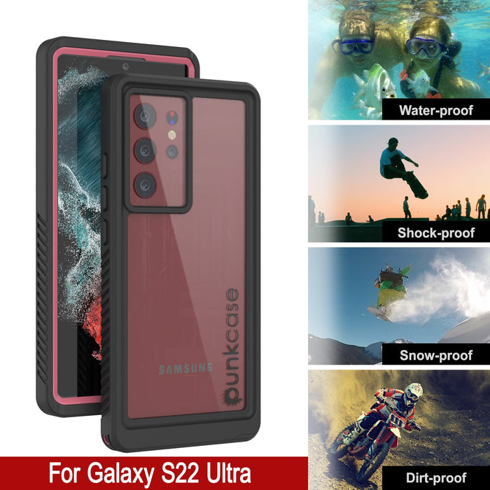 Galaxy S22 Ultra Water/ Shock/ Snowproof [Extreme Series] Slim Screen Protector Case [Pink] (Color in image: White)