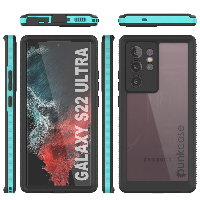 Galaxy S22 Ultra Waterproof Case PunkCase Ultimato Teal Thin 6.6ft Underwater IP68 Shock/Snow Proof [Teal] (Color in image: purple)