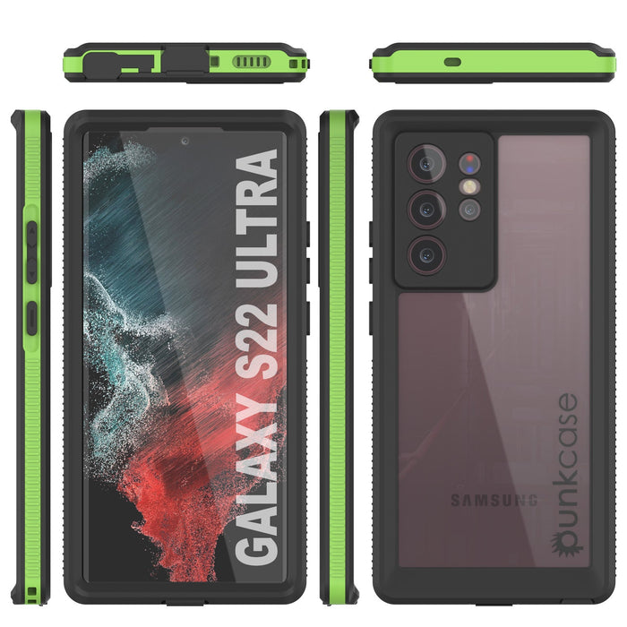 Galaxy S22 Ultra Waterproof Case PunkCase Ultimato Light Green Thin 6.6ft Underwater IP68 ShockProof [Green] (Color in image: purple)
