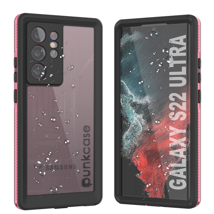 Galaxy S22 Ultra Waterproof Case PunkCase Ultimato Pink Thin 6.6ft Underwater IP68 Shock/Snow Proof [Pink] (Color in image: pink)