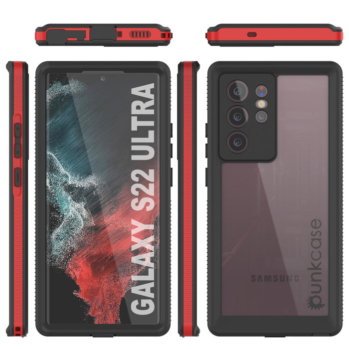 Galaxy S22 Ultra Waterproof Case PunkCase Ultimato Red Thin 6.6ft Underwater IP68 Shock/Snow Proof [Red] (Color in image: purple)
