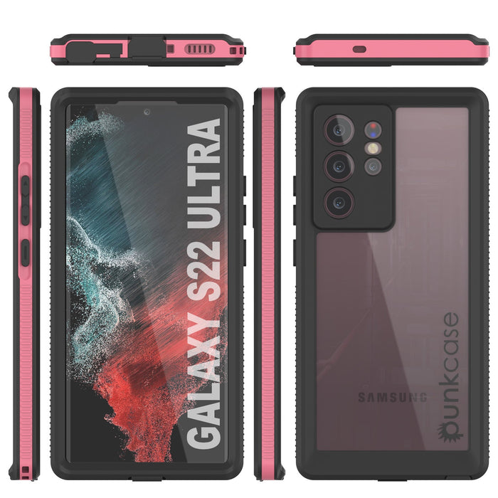 Galaxy S22 Ultra Waterproof Case PunkCase Ultimato Pink Thin 6.6ft Underwater IP68 Shock/Snow Proof [Pink] (Color in image: purple)
